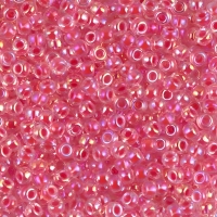 Miyuki Round Seed Beads Size 8/0 Dk Coral Lined Crystal AB 22GM