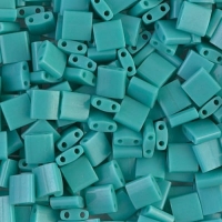 Miyuki Tila Beads 5mm 2-hole Square Opaque Turquoise Green 7.2G