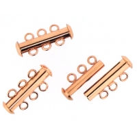 Slide Lock Clasps 3-strand Copper Plated 21mm. Pack of 5