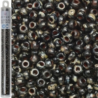 Miyuki Round Seed Beads Size 8/0 Picasso Smoky Black Matte 22GM