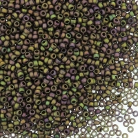 Miyuki Round Seed Beads 15/0 Matte Metallic Green/Pink 8.2GM