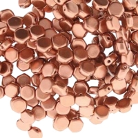 Czech Glass Honeycomb Beads 2-Hole 6mm 30 Pcs Bronze Copper
