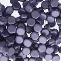 Czech Glass Honeycomb Beads 2-Hole 6mm 30 Pcs Mtlc Suede Purple