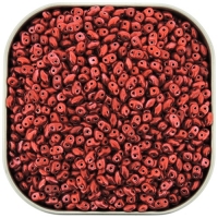 Czech MiniDuo Two-hole Beads 4x2mm Metalust Lipstick Red 8g