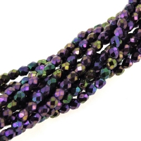 Fire Polished Faceted 3mm Round Beads 50pcs - Purple Iris