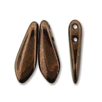 Dagger Beads 2-Hole 5x16mm Dark Bronze 50pcs