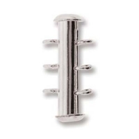 Slide Lock Clasps 3-strand Vertical Loops Silver Plated 3 Sets