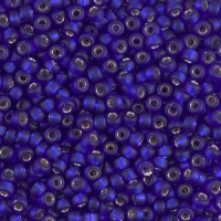 Miyuki Round Seed Beads Size 8/0 Matte Silver Lined Cobalt 22GM