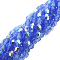 Fire Polished Faceted 4mm Round Beads 100pcs - Sapphire Blue AB