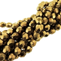 Fire Polished Faceted 6mm Round Beads 6"str - Bronze