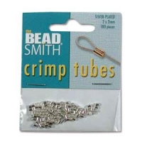 BeadSmith Crimp Tubes 2x2mm, 100pcs, Silver Plated
