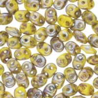 Czech SuperDuo Two-hole Beads 5.5x2.5mm Lemon Rembrandt