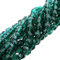 Fire Polished Faceted 6mm Round Beads 6"str - Viridian Green
