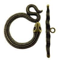 Toggle Clasps Large Snake Design 46mm Antique Bronze 3 Sets