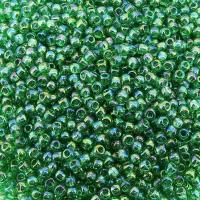 Seed Beads Round Size 11/0 28GM Transp Rainbow Dk Peridot Green