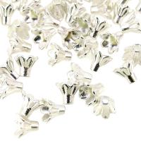 Bead Caps Small Flower Shape 5x4.5mm Silver Plated, 100pcs
