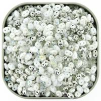 Czech SuperDuo Two-hole Beads 5.5x2.5mm "White Wedding" Mix 24G