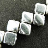 Czech Glass 2-hole Silky Beads 6mm (40) Full Labrador (Silver)