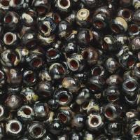 Miyuki Round Seed Beads 6/0 Picasso Smoky Black Matte 20GM