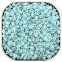 Czech SuperDuo Two-Hole Beads 5x2.5mm Opal Aqua White LS 22.5G