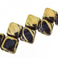 Czech Glass 2-hole Silky Beads 6mm (40) Crystal Gold Luster