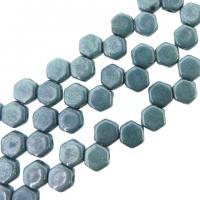 Czech Glass Honeycomb Beads 2-Hole 6mm 30 Pcs Chalk Blue Luster