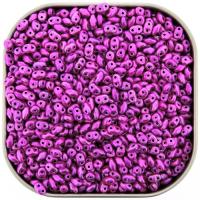 Czech MiniDuo Two-hole Beads 4x2mm Metalust Hot Pink 8g