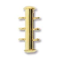 Slide Lock Clasps 3-strand Vertical Loops Gold Plated 3 Sets