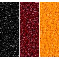 Miyuki Delica Seed Beads 11/0 Combo: Black, Cranberry, Mandarin