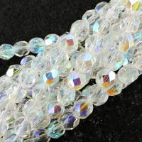 Fire Polished Faceted 6mm Round Beads 6"str - Crystal AB