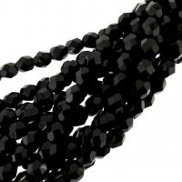Fire Polished Faceted 6mm Round Beads 6"str - Black