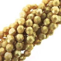 Fire Polished Faceted 6mm Round Beads 6"str - LS Iris Ant Beige